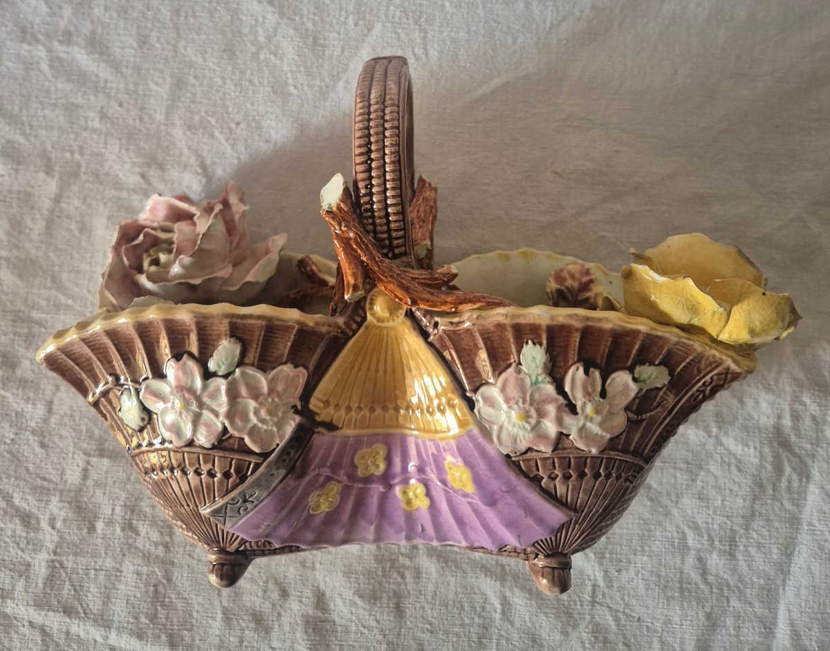 Decorative Earthenware Basket, Circa 1900-photo-5