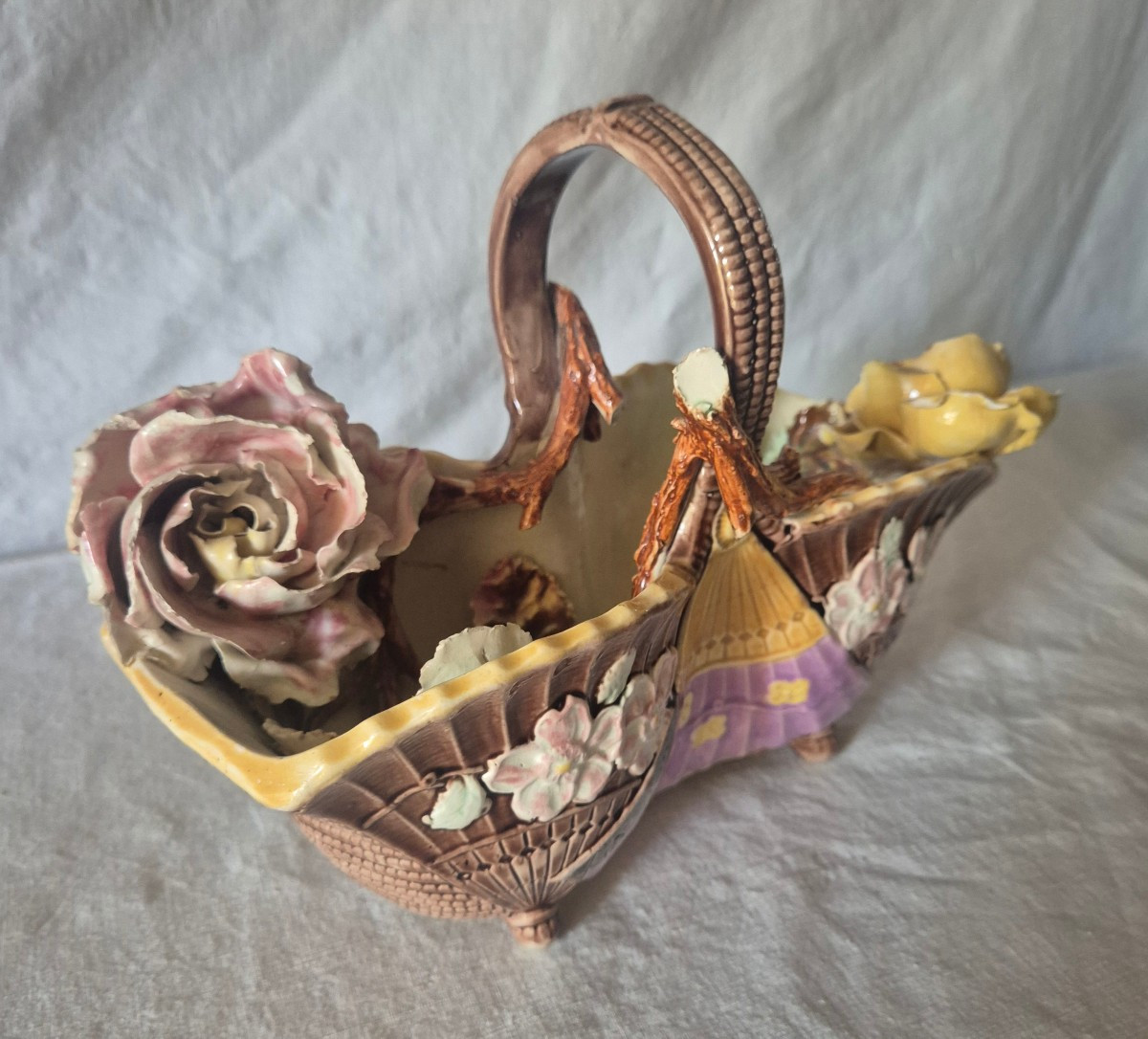 Decorative Earthenware Basket, Circa 1900