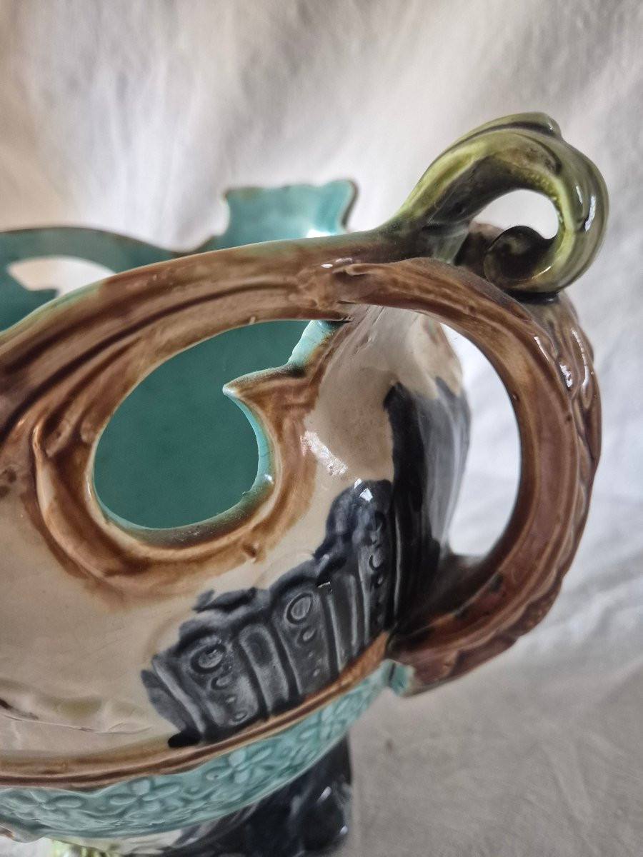 Earthenware Cachepot With Glazed Slip, Circa 1900-photo-3