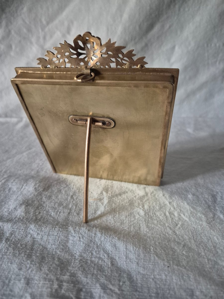 Second Empire Square Gilt Bronze Photo Frame With Marie-louise And Round View -photo-1