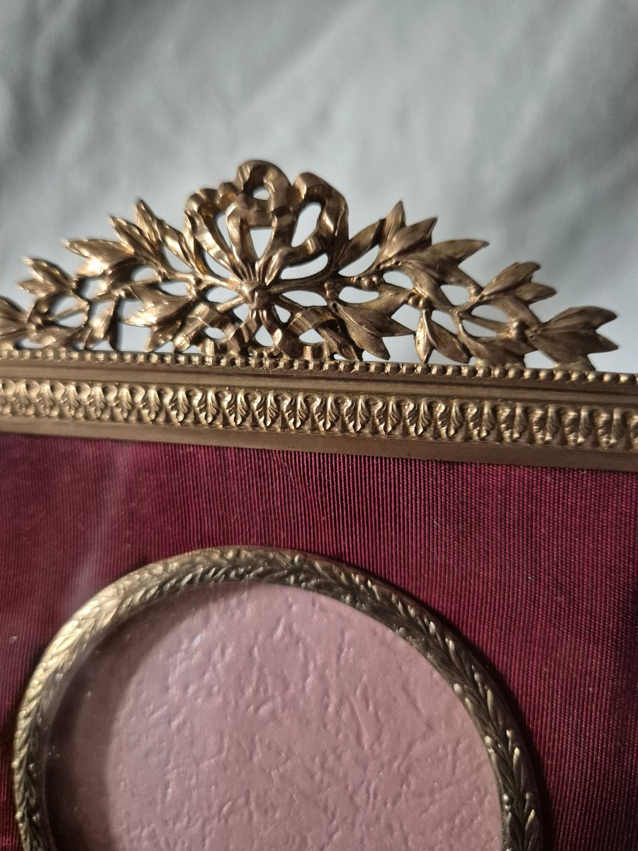 Second Empire Square Gilt Bronze Photo Frame With Marie-louise And Round View -photo-3