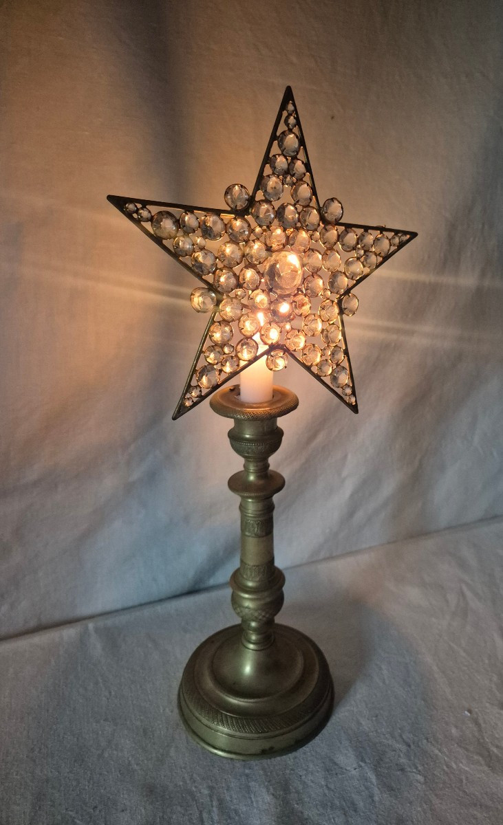 Étoile en strass veilleuse d'autel d'église du XIXème siècle 