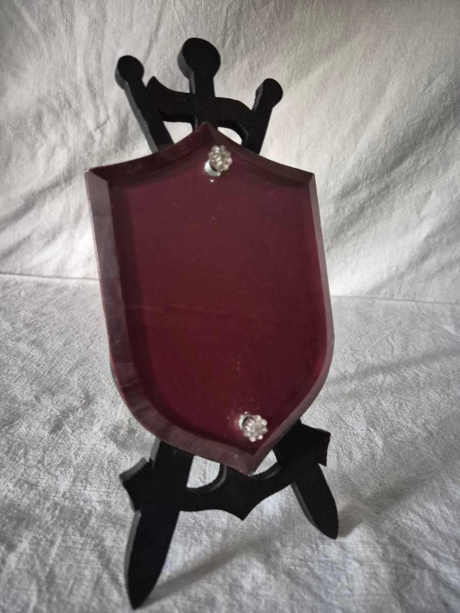 Photo Frame With Coat Of Arms Mounted On A Wooden Easel, Late 19th Century -photo-4