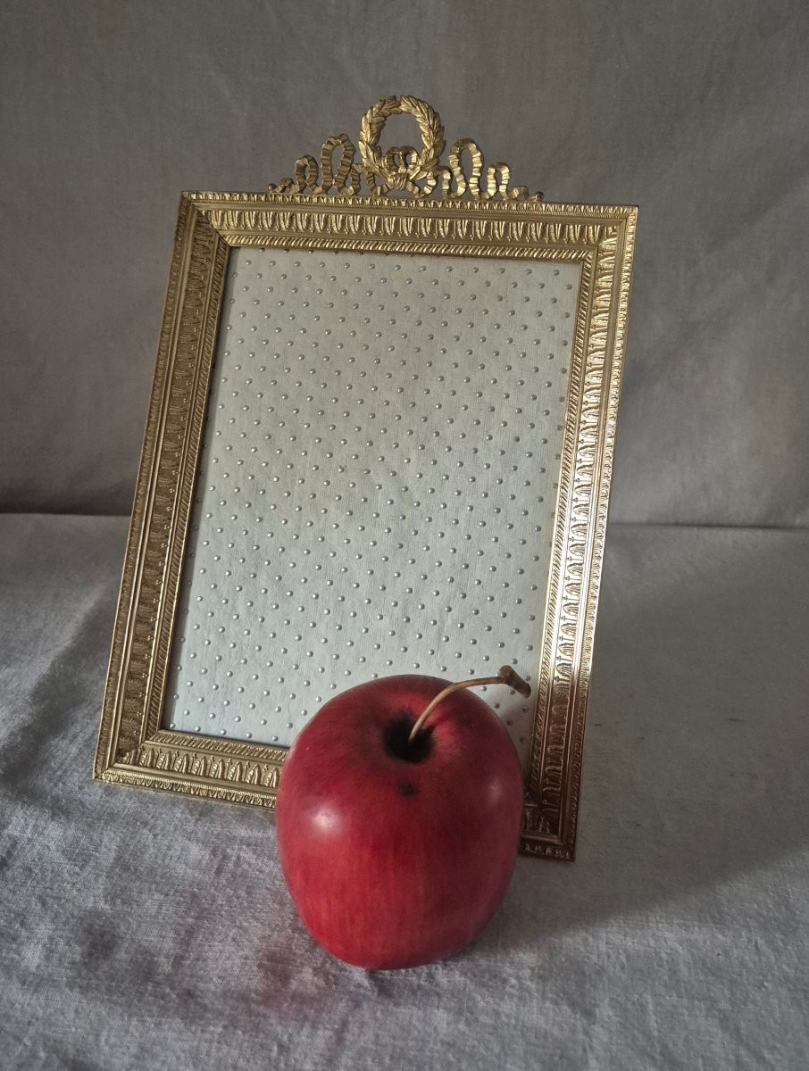 Cadre photo bronze doré de belle taille (27 x 18.5  cm) à large baguette -photo-2