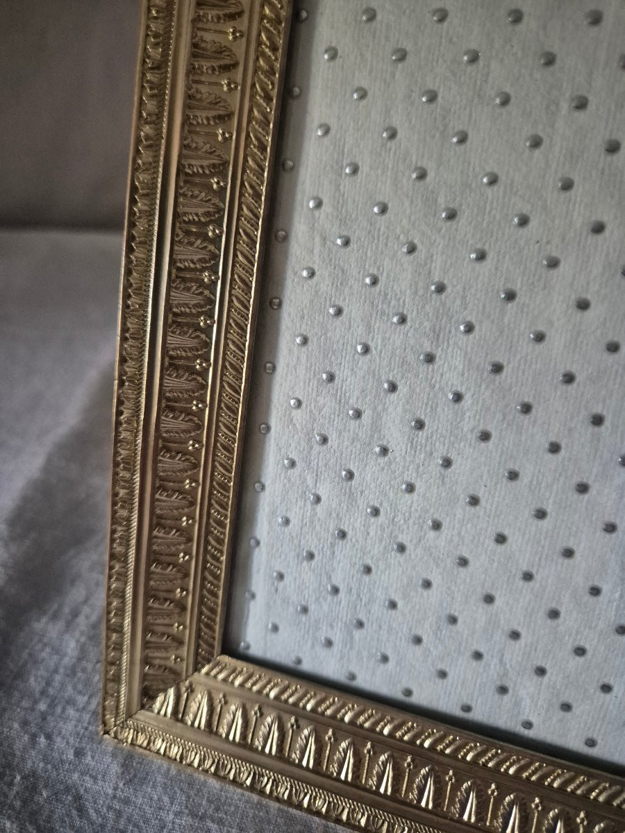 Cadre photo bronze doré de belle taille (27 x 18.5  cm) à large baguette -photo-4