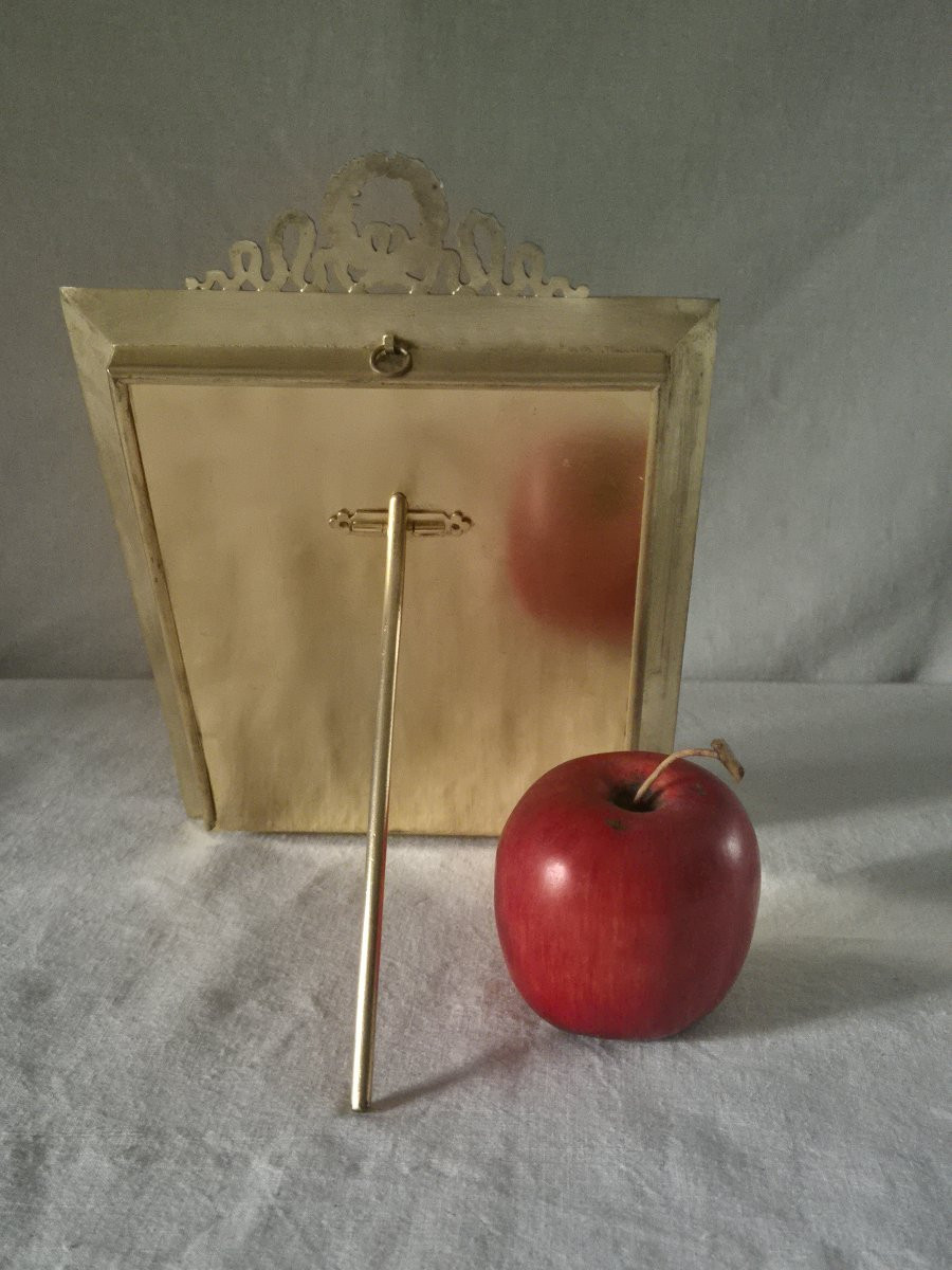 Cadre photo bronze doré de belle taille (27 x 18.5  cm) à large baguette -photo-2