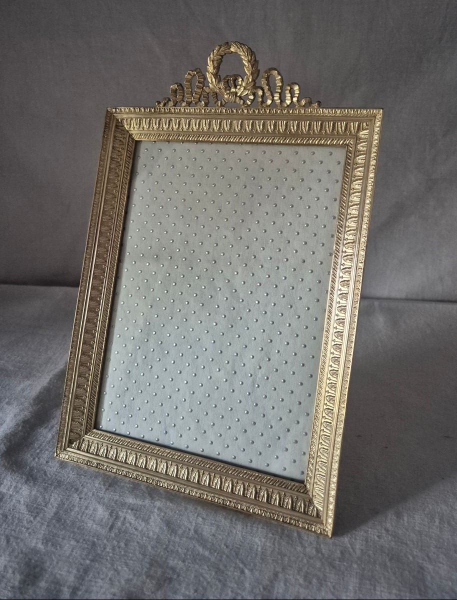 Cadre photo bronze doré de belle taille (27 x 18.5  cm) à large baguette 