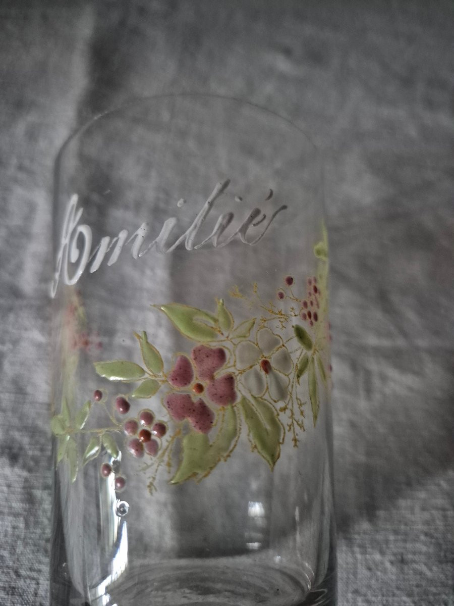 Clear Glass Vase With Floral Enamel Decoration-photo-2