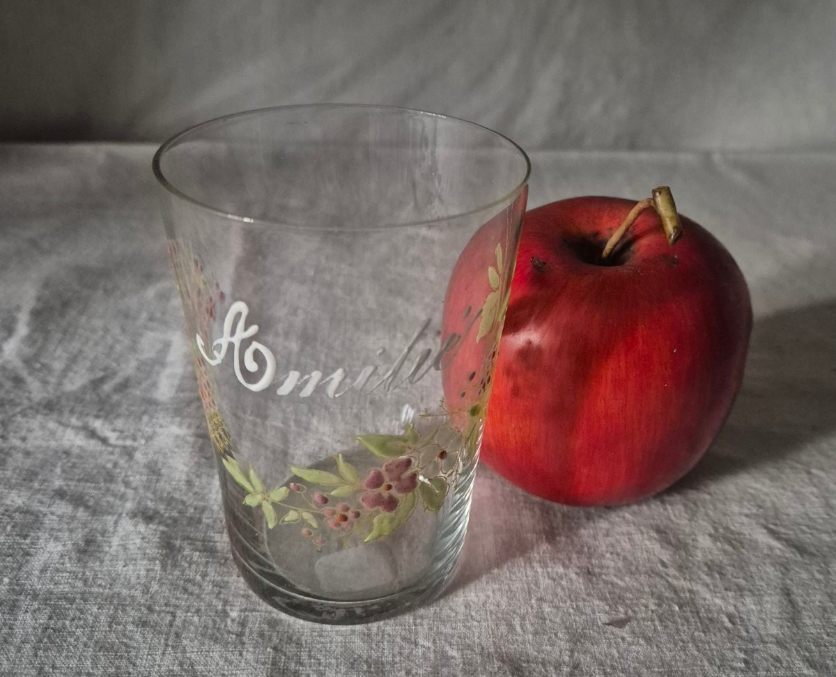 Clear Glass Vase With Floral Enamel Decoration-photo-4