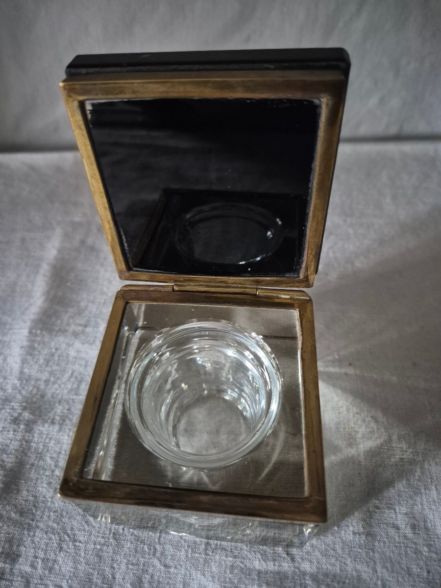 Encrier en cristal et émail à couronne de cour royal de Suède et chiffré d’un double "G"-photo-1