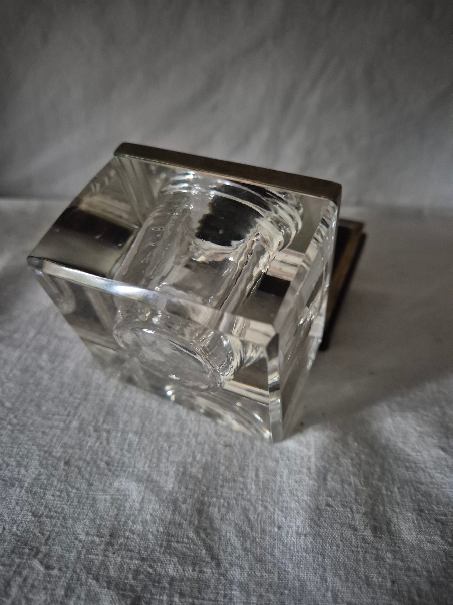 Encrier en cristal et émail à couronne de cour royal de Suède et chiffré d’un double "G"-photo-5