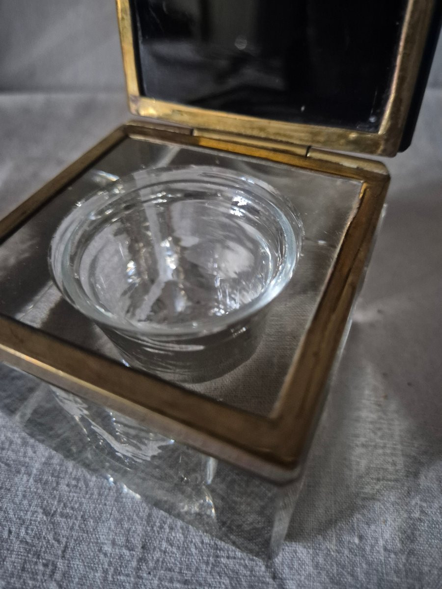 Encrier en cristal et émail à couronne de cour royal de Suède et chiffré d’un double "G"-photo-6