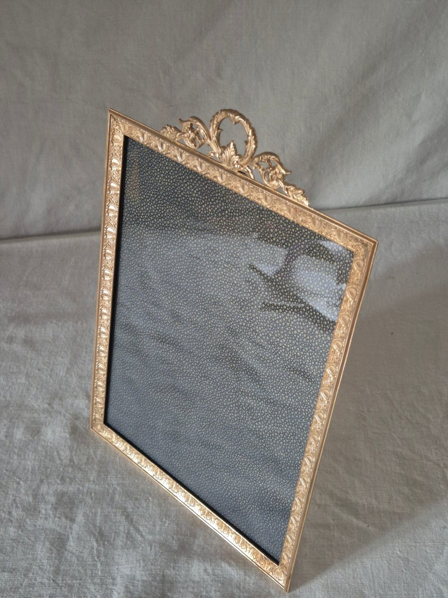 Cadre photo de belle taille en bronze doré de 28.5 x 19.5 cm-photo-1