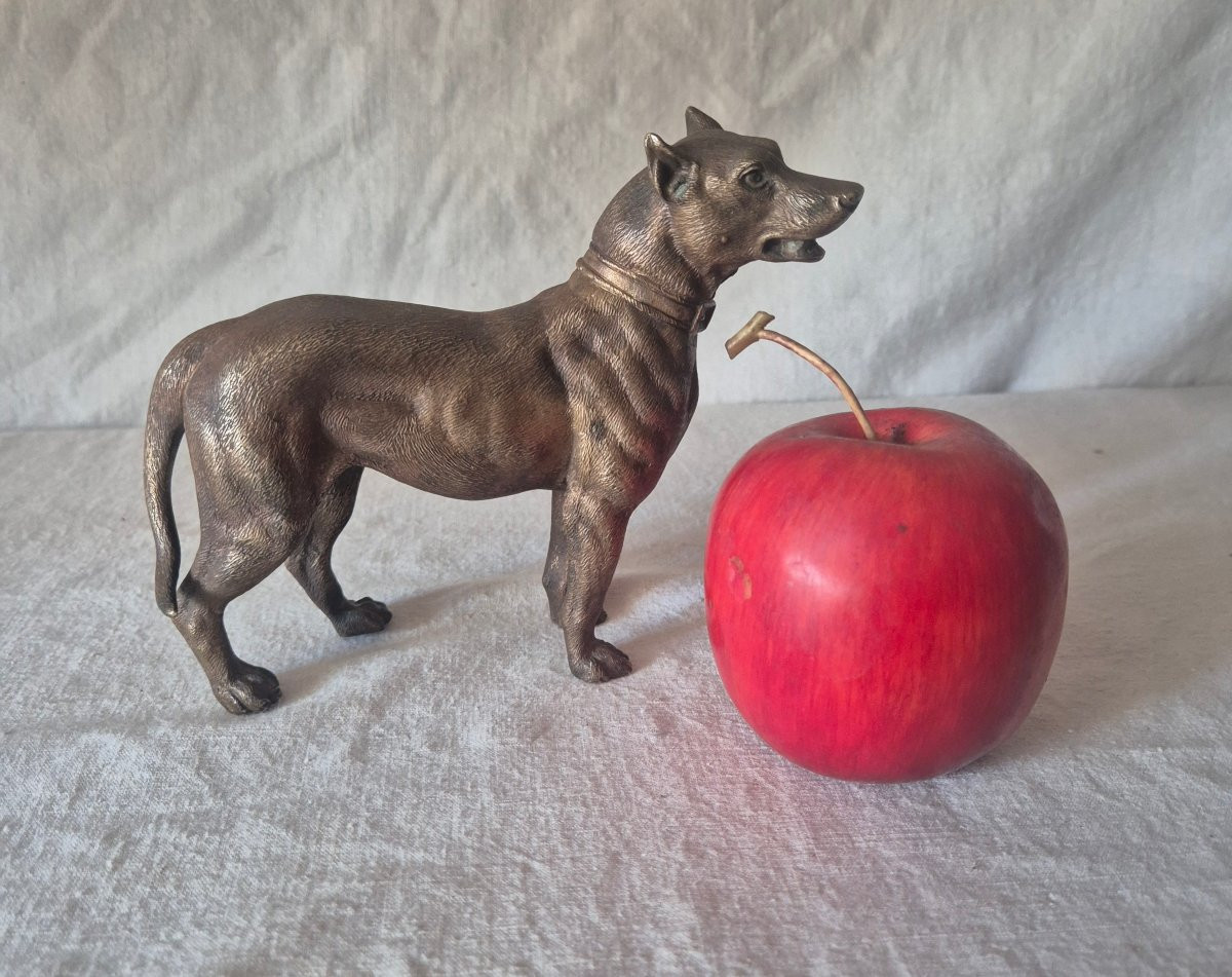 Standing Dog In Gilt Bronze, Early 20th Century -photo-2
