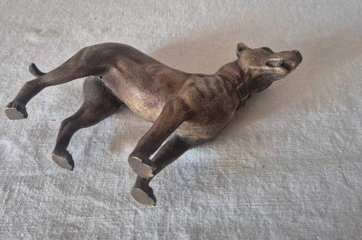 Standing Dog In Gilt Bronze, Early 20th Century -photo-4
