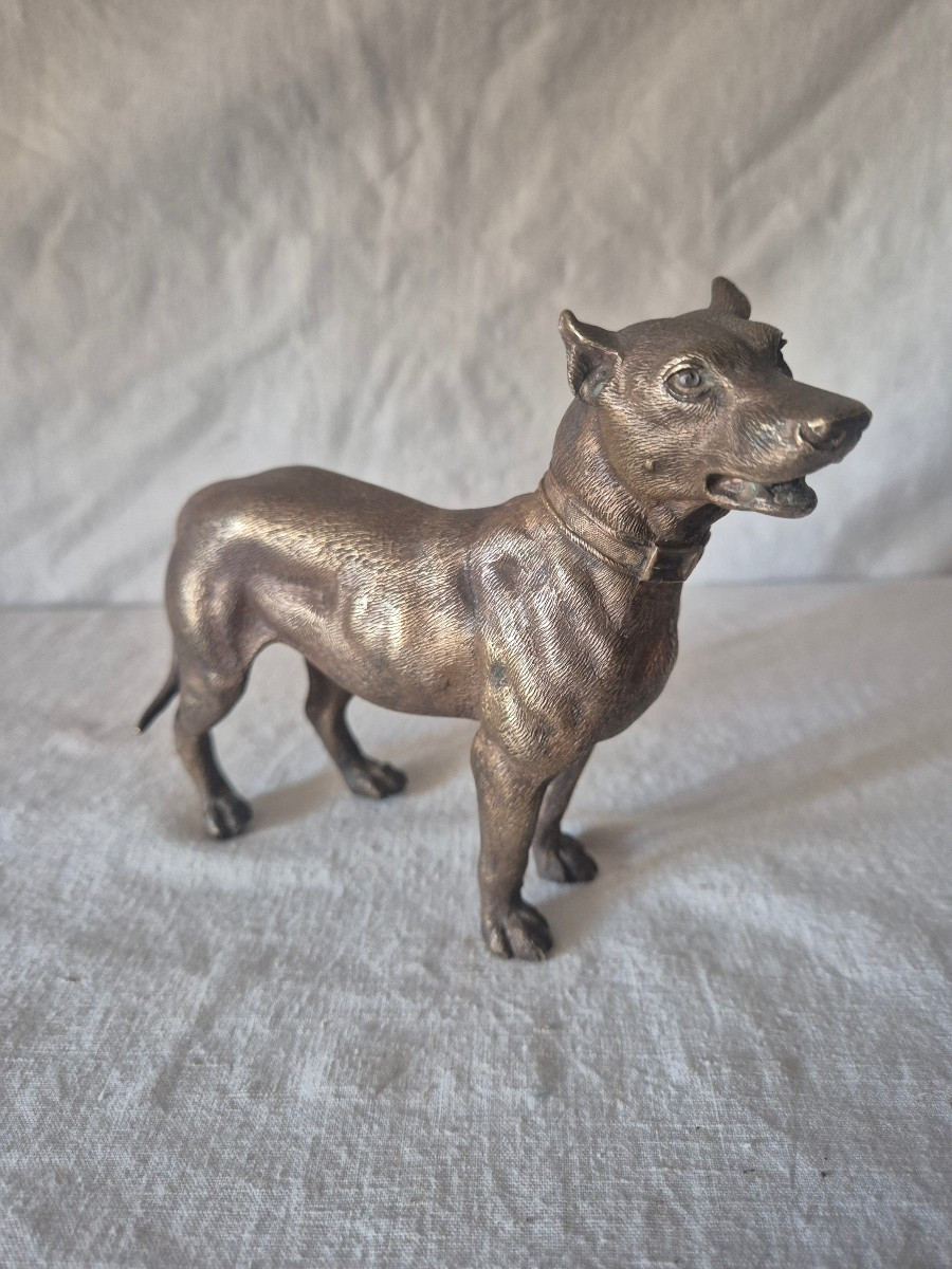 Standing Dog In Gilt Bronze, Early 20th Century 