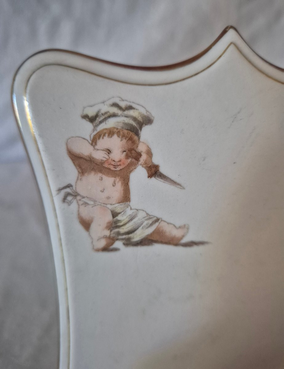 Pair Of  Porcelain Menus With Children's Imagery-photo-2