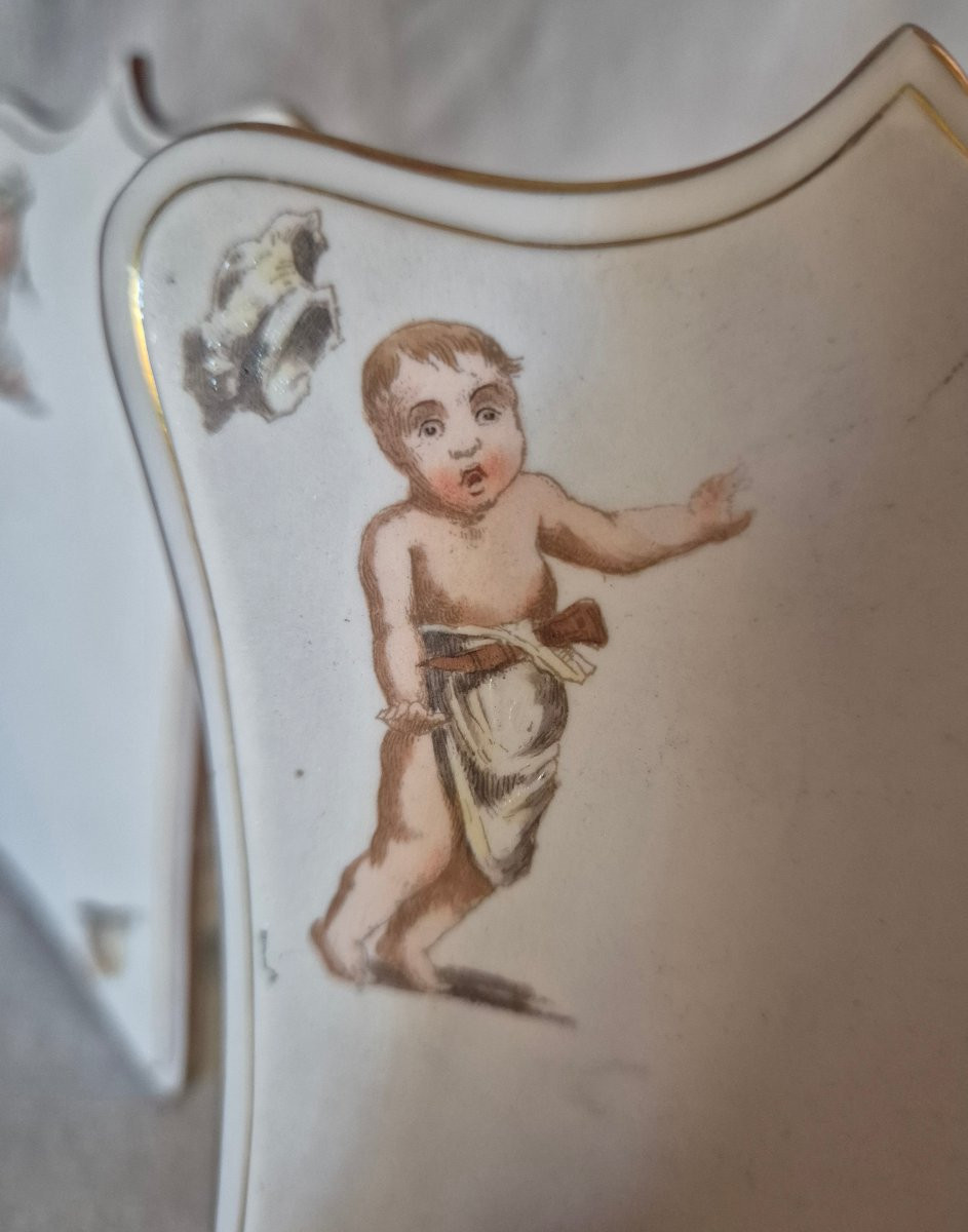 Pair Of  Porcelain Menus With Children's Imagery-photo-3