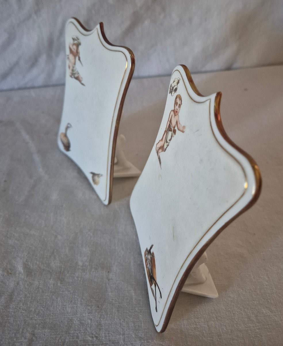 Pair Of  Porcelain Menus With Children's Imagery-photo-4