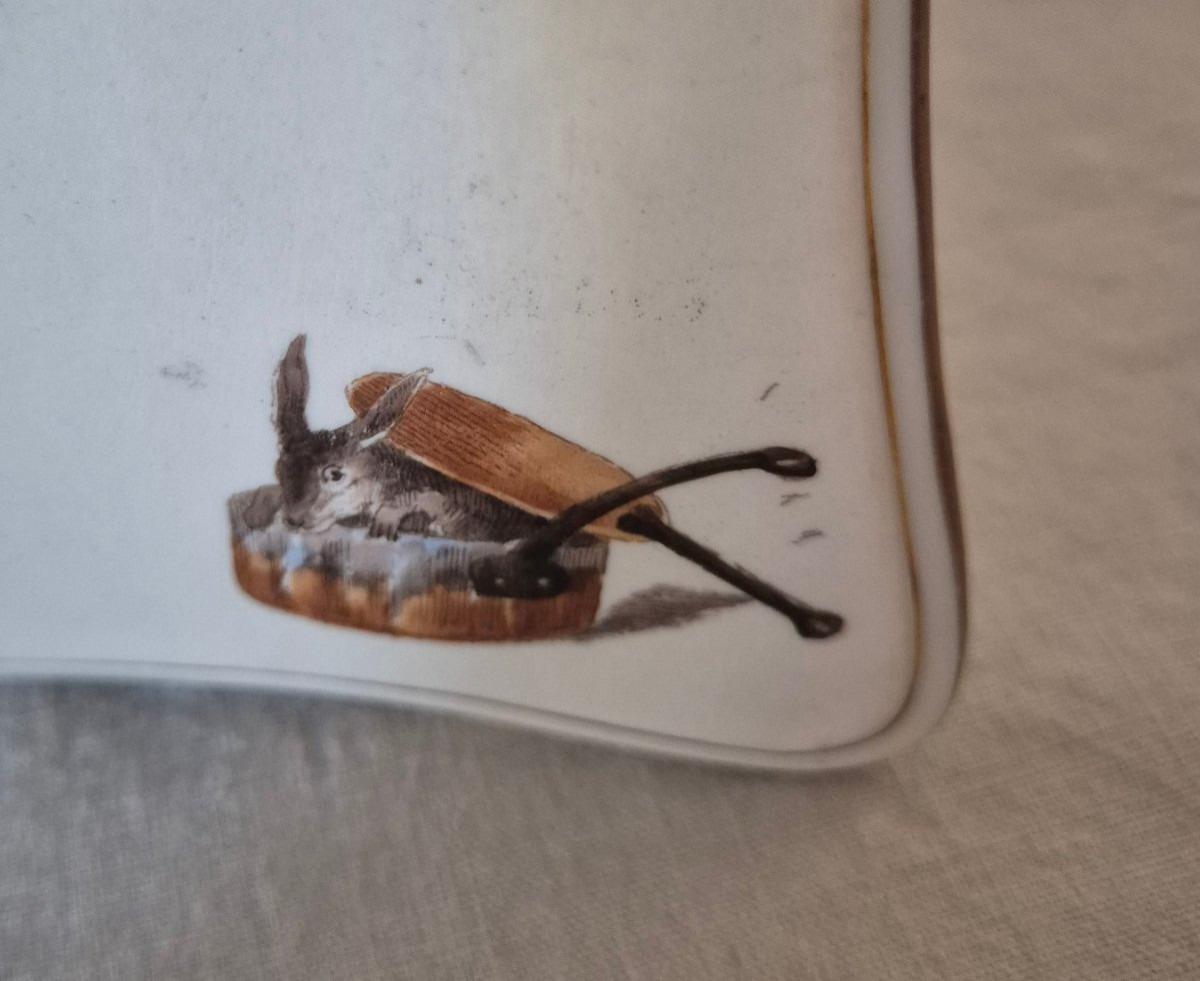 Pair Of  Porcelain Menus With Children's Imagery-photo-5