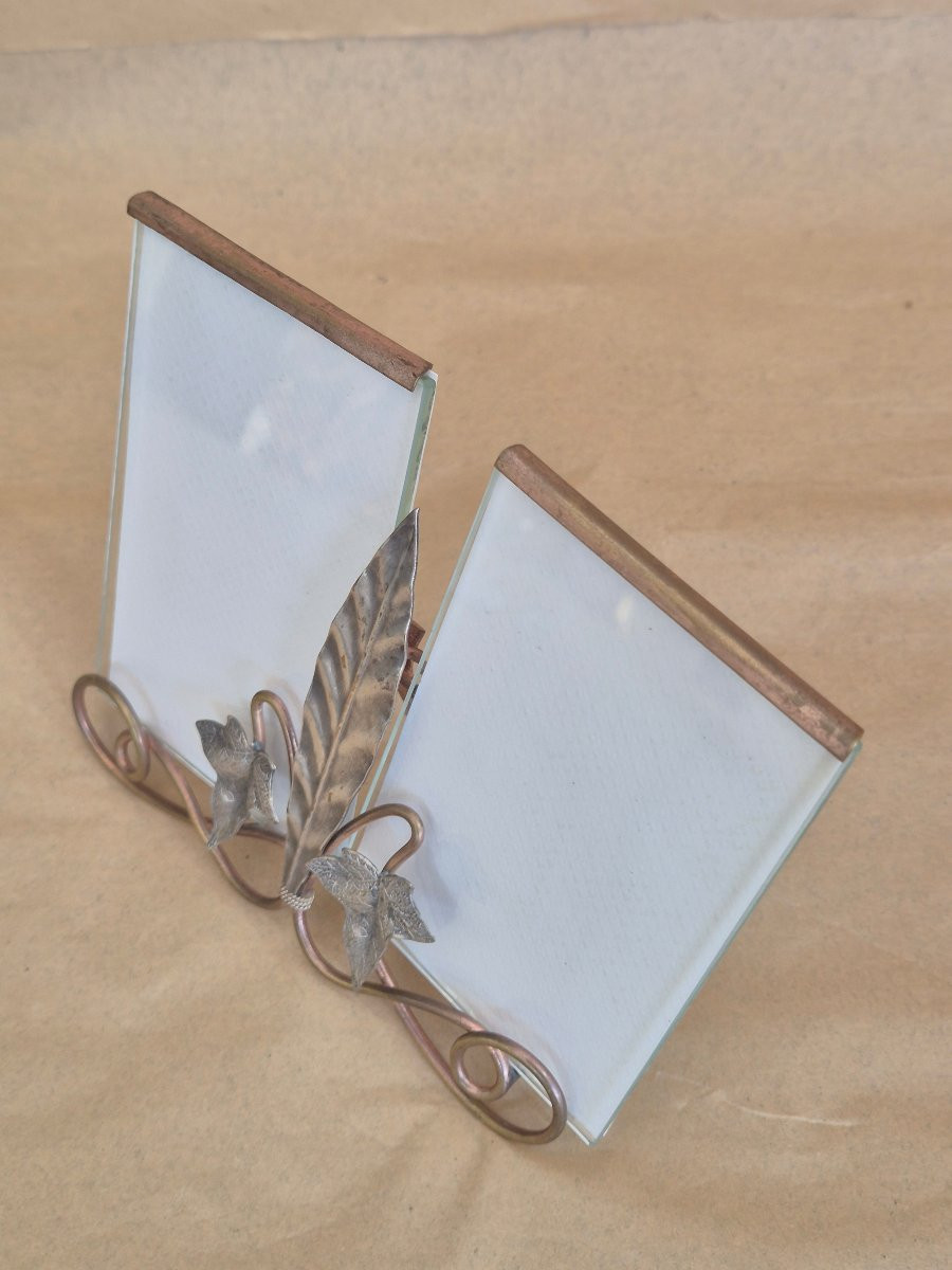 Art Nouveau Metal Two-tone Diptych Photo Frame-photo-2