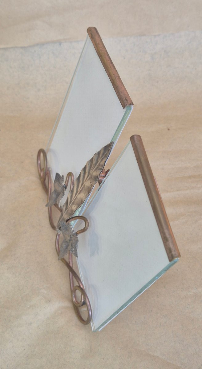 Art Nouveau Metal Two-tone Diptych Photo Frame-photo-6