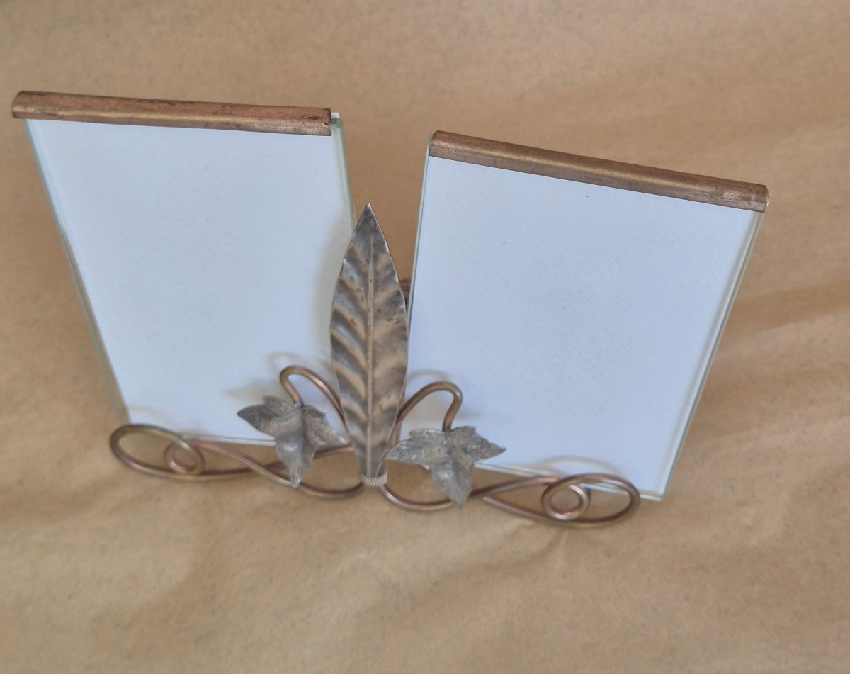 Art Nouveau Metal Two-tone Diptych Photo Frame-photo-7