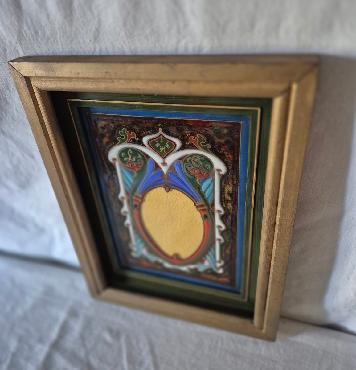 Art Nouveau Enamel Frame Signed And Dated 1906-photo-3