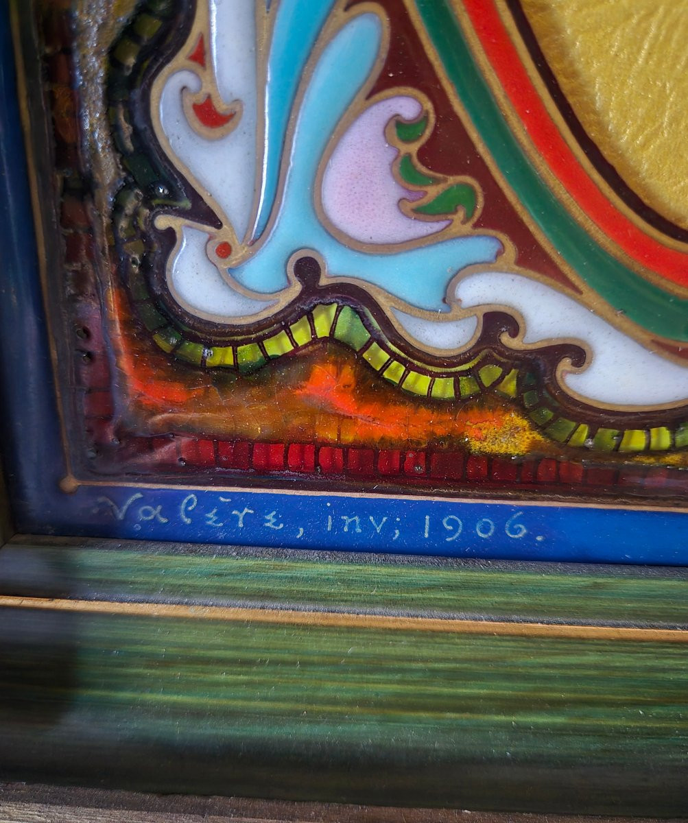 Art Nouveau Enamel Frame Signed And Dated 1906-photo-4