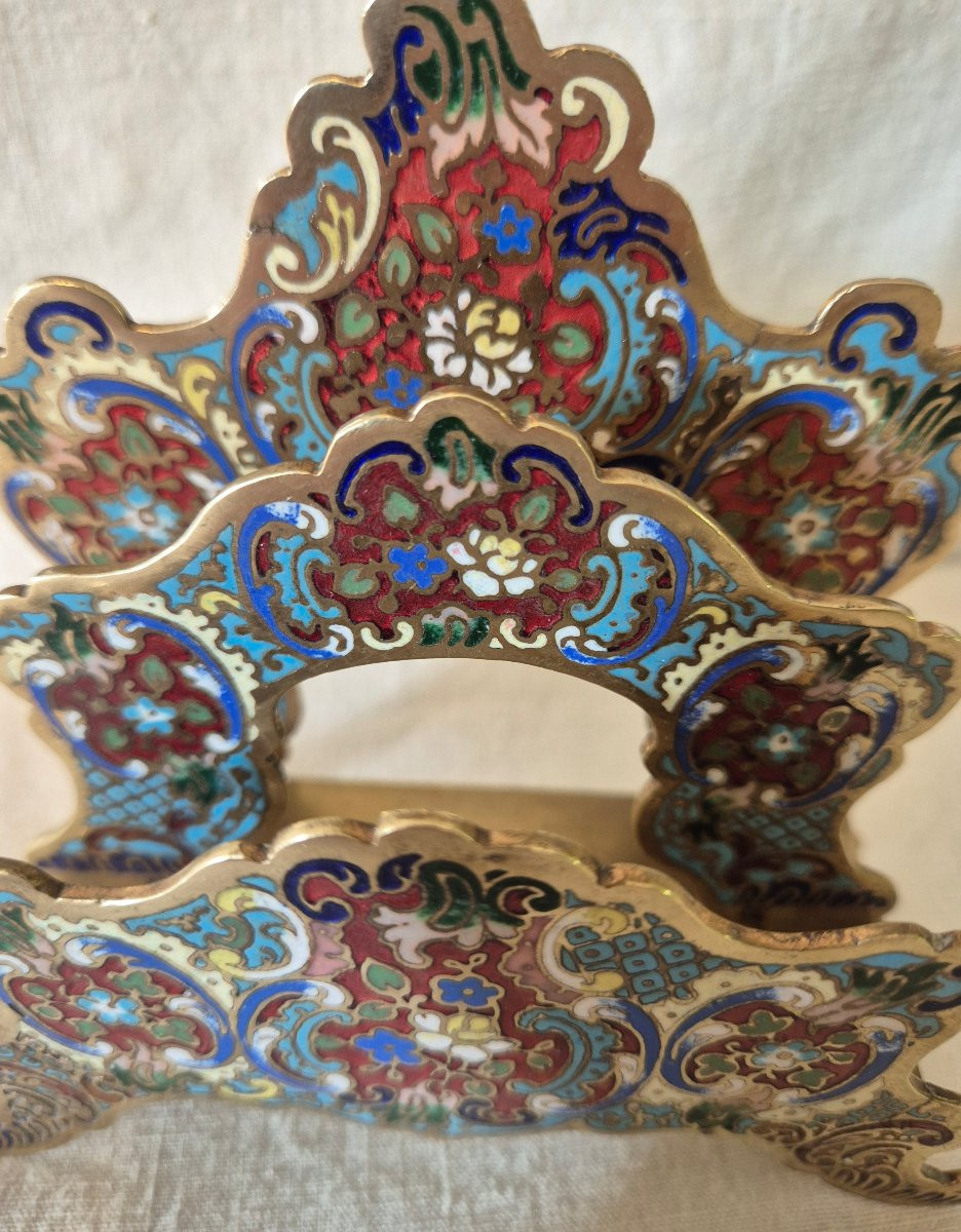 19th Century Enamelled Cloisonné Bronze Letter Carrier-photo-3