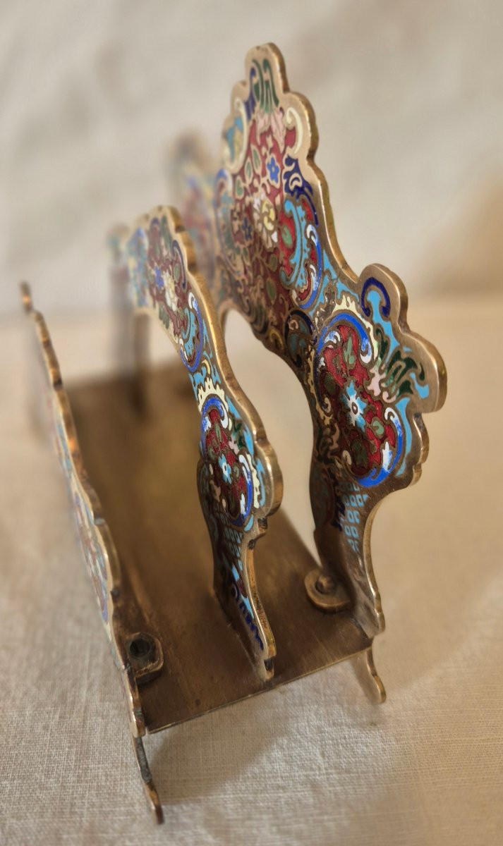 19th Century Enamelled Cloisonné Bronze Letter Carrier-photo-5