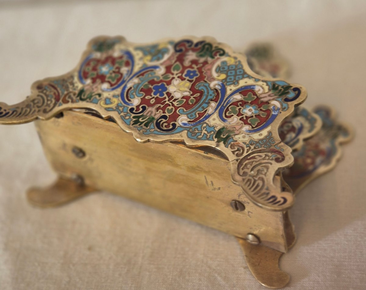 19th Century Enamelled Cloisonné Bronze Letter Carrier-photo-6