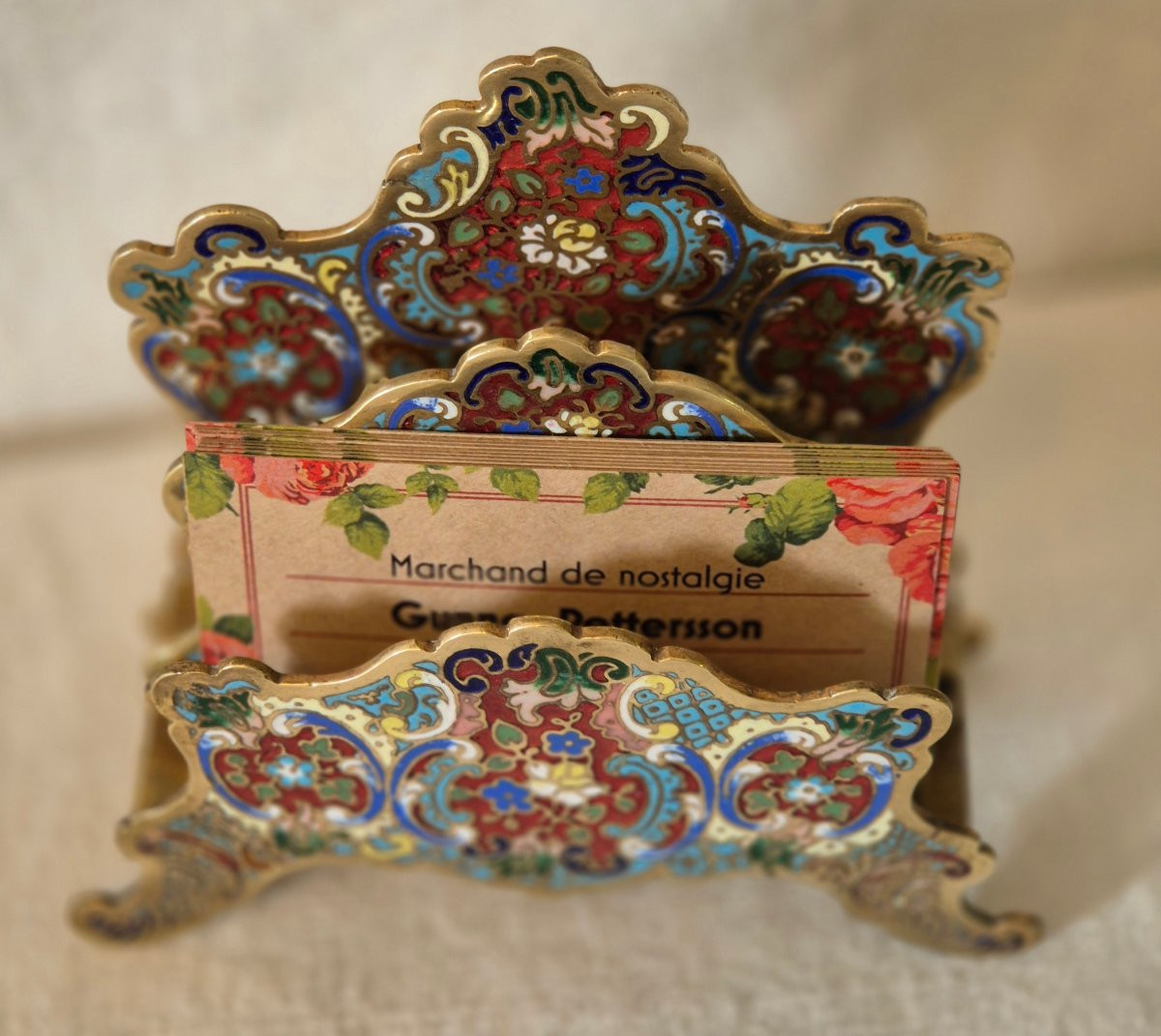 19th Century Enamelled Cloisonné Bronze Letter Carrier-photo-7