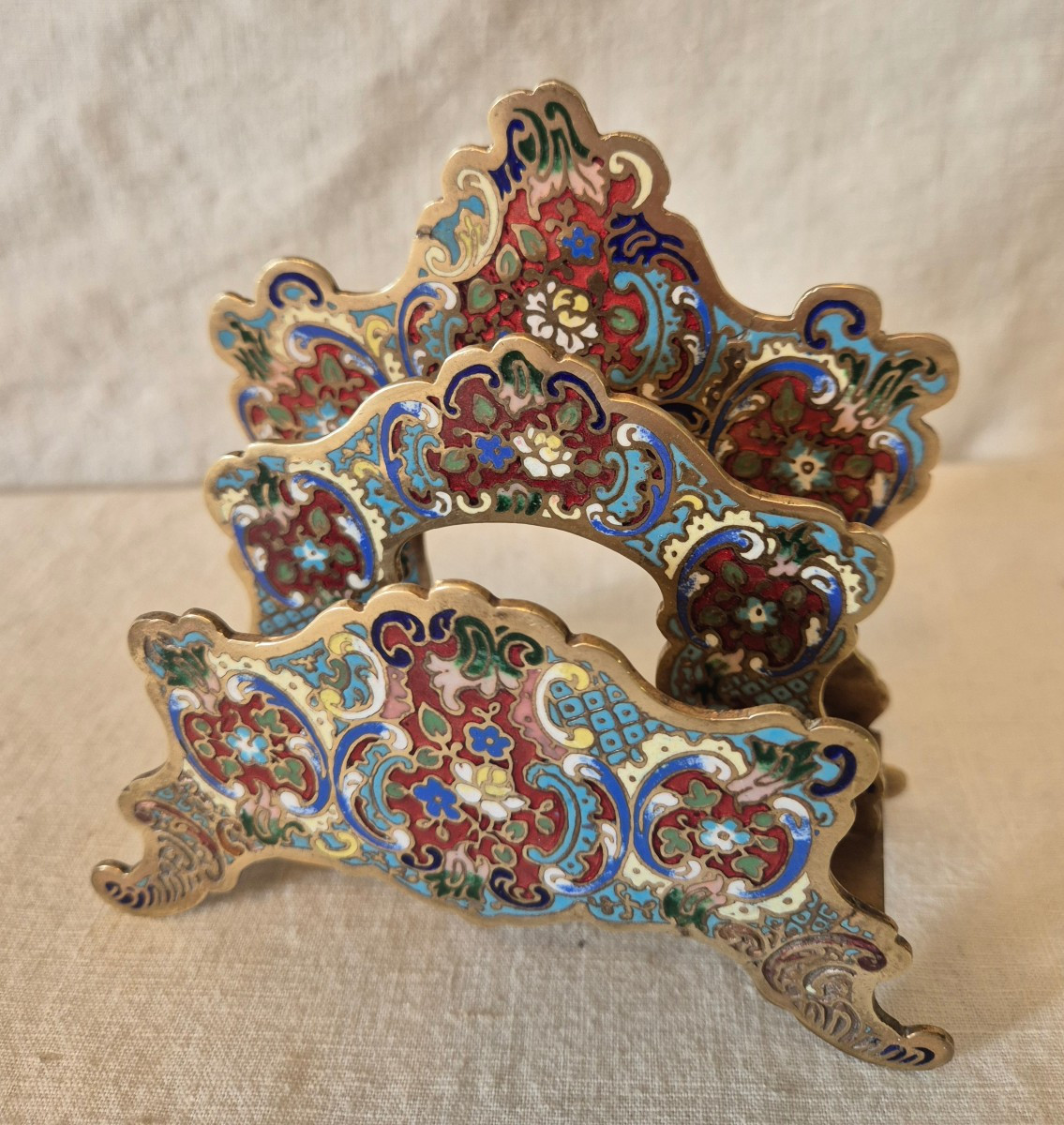 19th Century Enamelled Cloisonné Bronze Letter Carrier