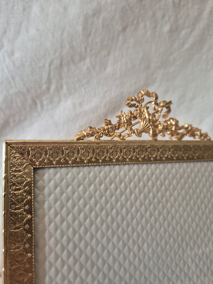 Cadre photo bronze doré Second Empire de style Directoire 26 x 17 cm-photo-3