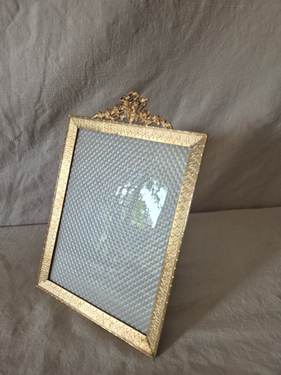 Cadre photo bronze doré Second Empire de style Directoire 26 x 17 cm-photo-4