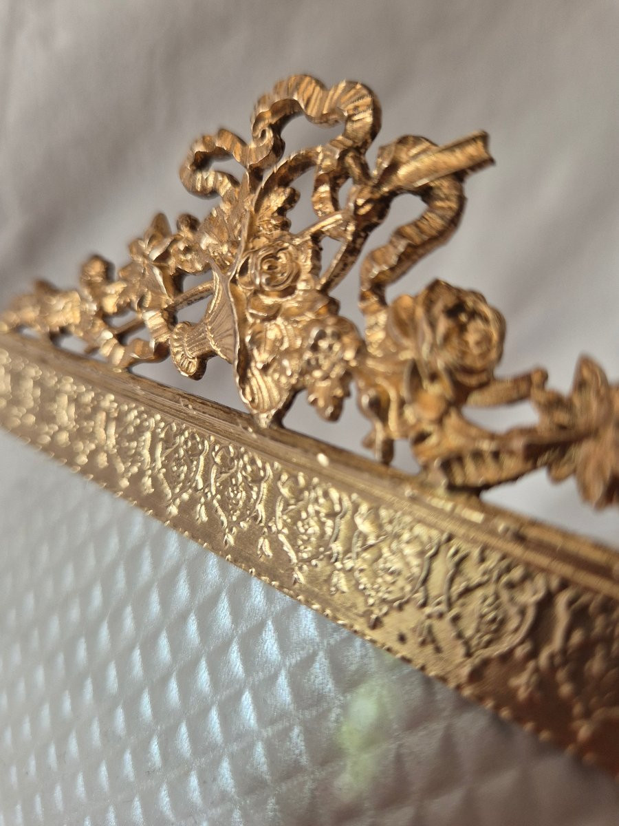 Cadre photo bronze doré Second Empire de style Directoire 26 x 17 cm-photo-2