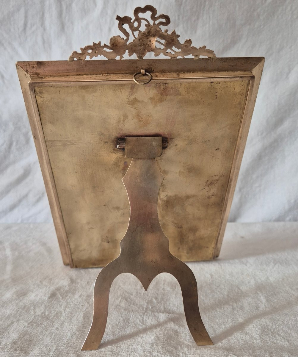 Cadre photo bronze doré Second Empire de style Directoire 26 x 17 cm-photo-3