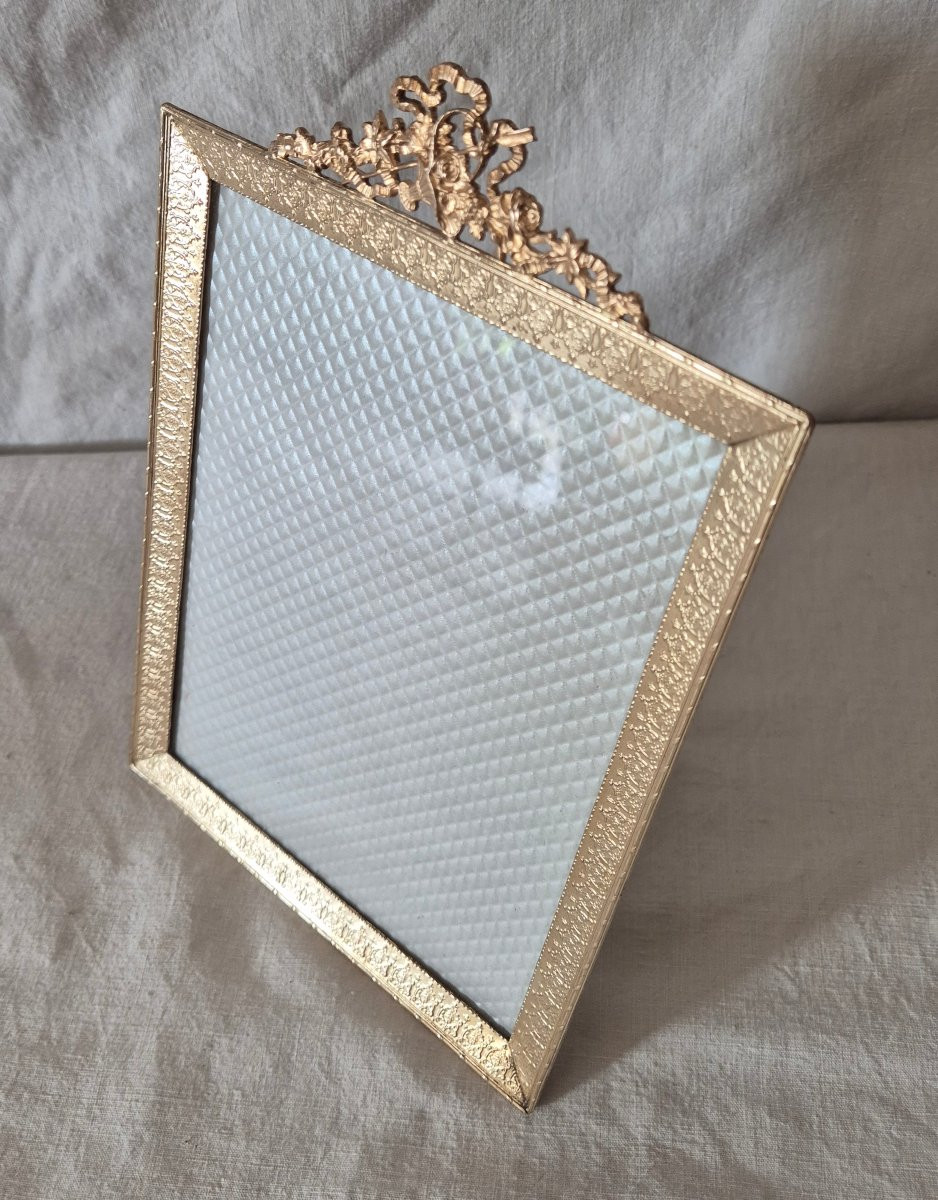 Cadre photo bronze doré Second Empire de style Directoire 26 x 17 cm-photo-4