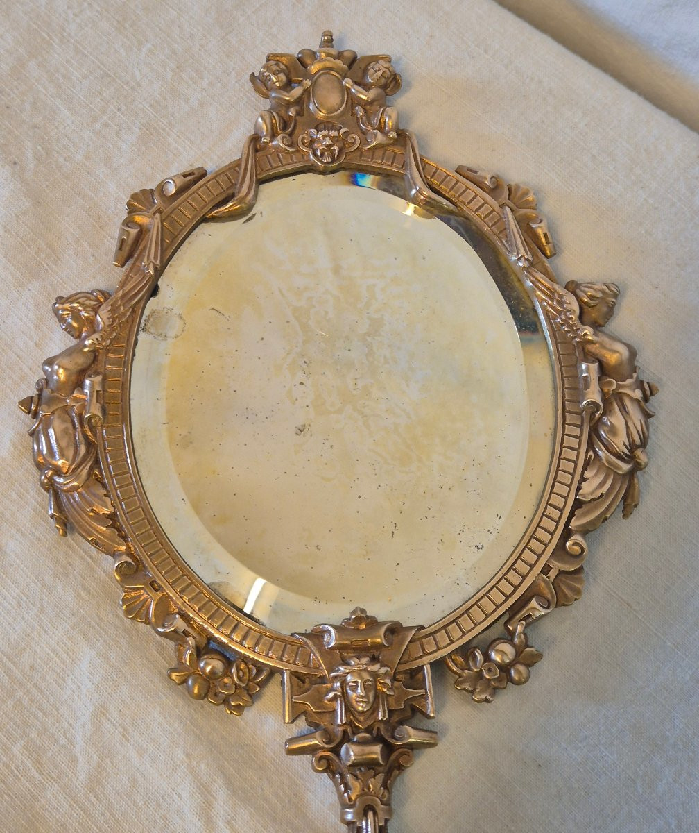 Napoleon III Bronze Hand Mirror-photo-2