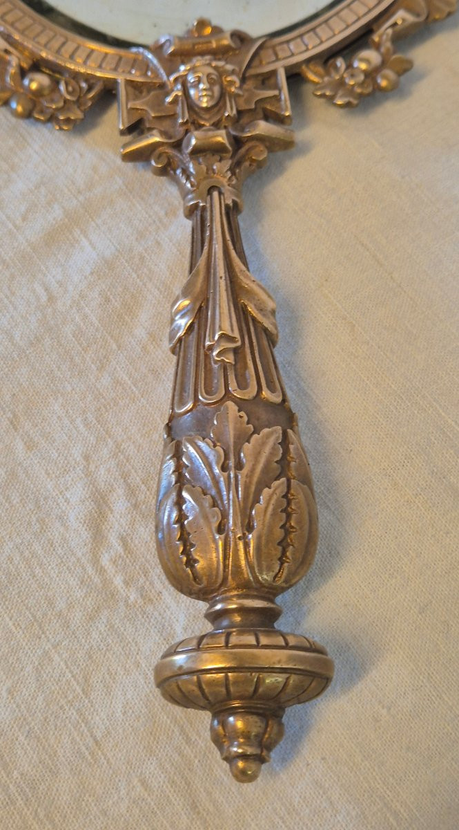 Napoleon III Bronze Hand Mirror-photo-3