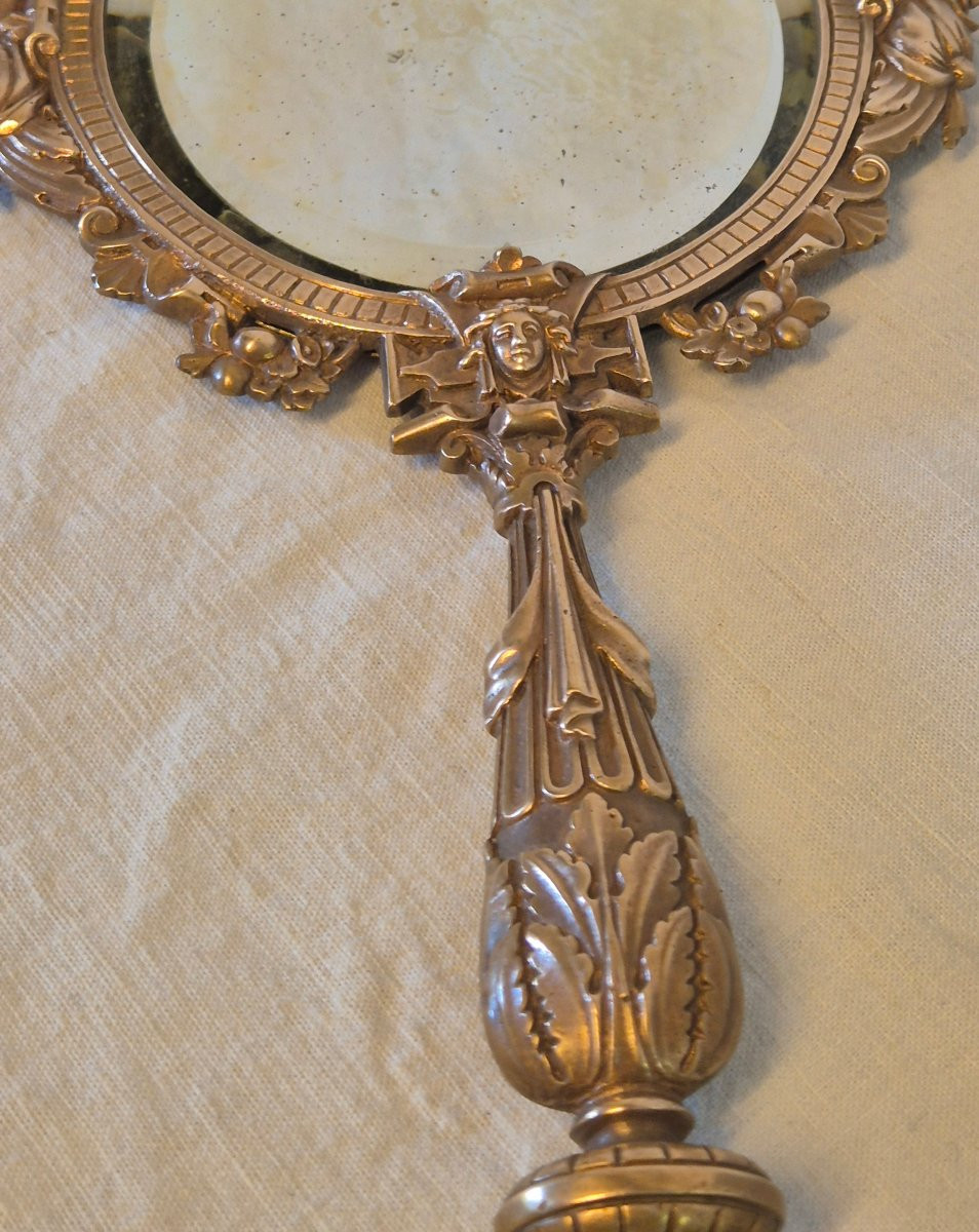 Napoleon III Bronze Hand Mirror-photo-5