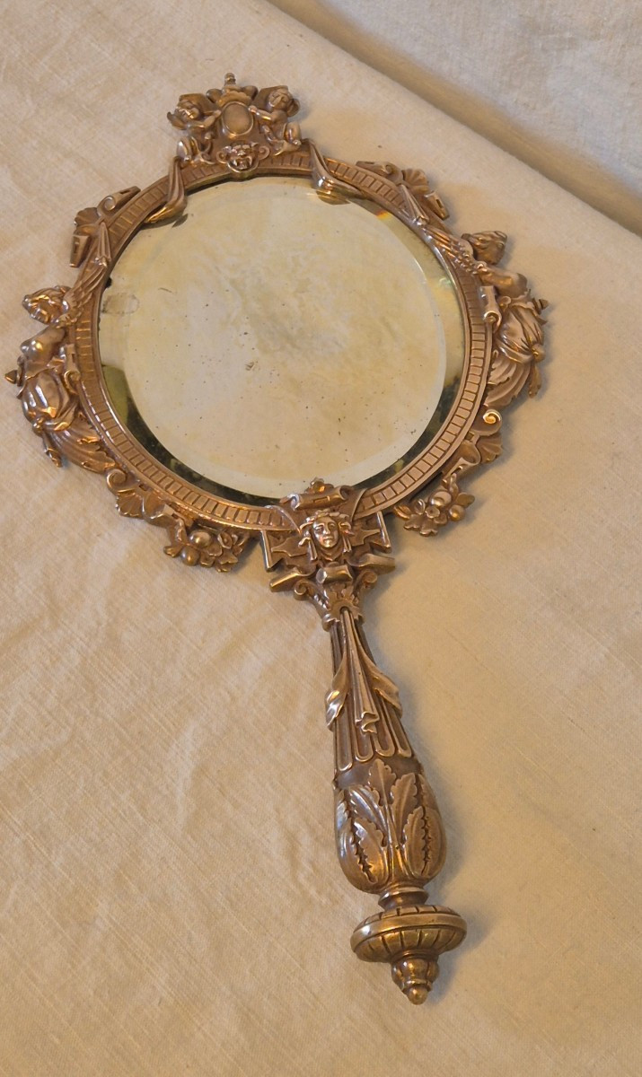 Napoleon III Bronze Hand Mirror