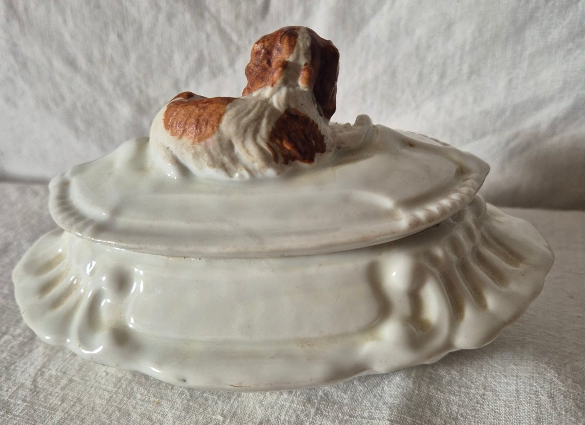 Boîte bonbonnière Cavalier King Charles en porcelaine et biscuit-photo-5