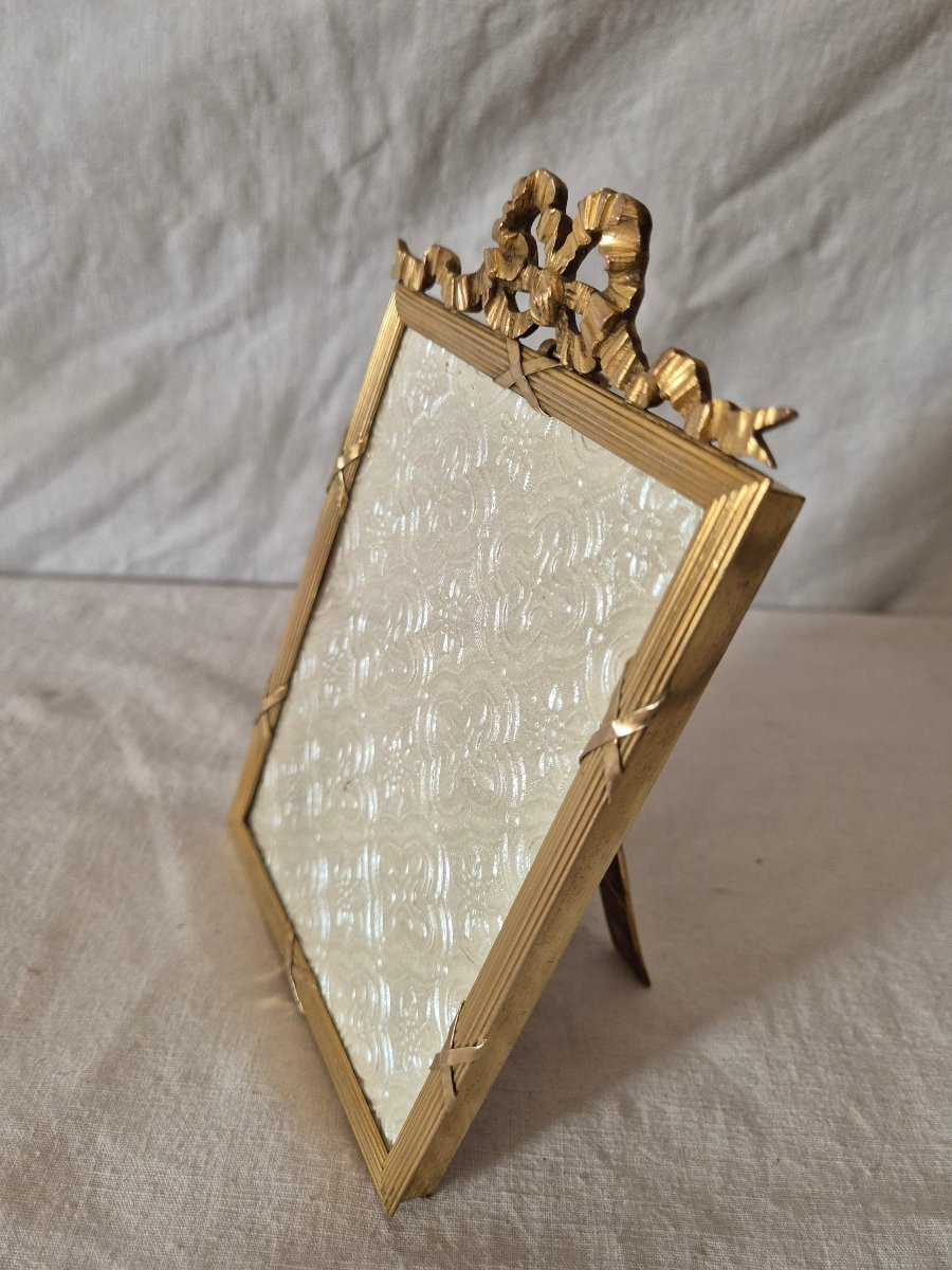 Cadre photo bronze doré style Louis XVI fin XIXème siècle 18 x 11.5 cm -photo-3