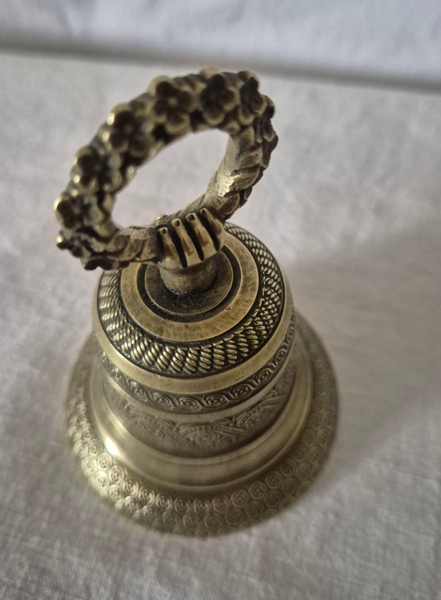 Cloche de table-comptoir en bronze gravé du XIXème siècle -photo-7