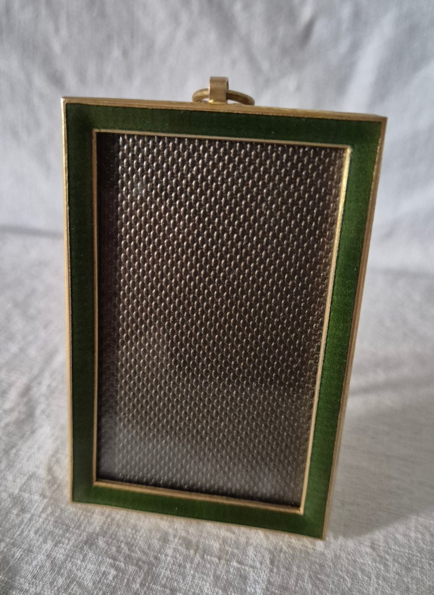 Small Rectangular Photo Frame In Green Enamel, Early 20th Century-photo-1
