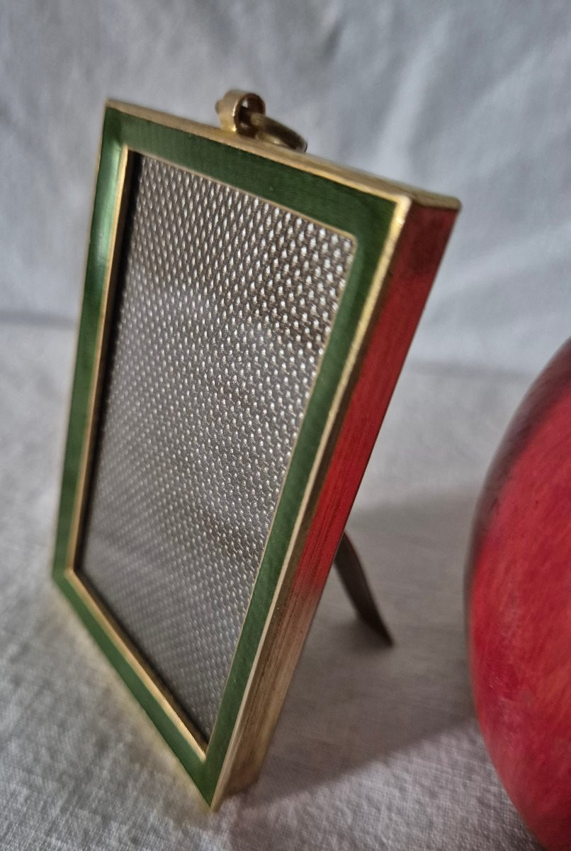 Small Rectangular Photo Frame In Green Enamel, Early 20th Century-photo-3