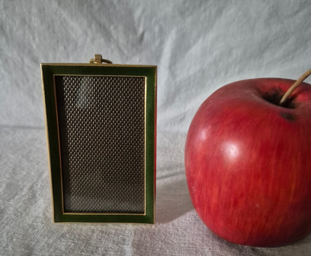 Small Rectangular Photo Frame In Green Enamel, Early 20th Century-photo-5