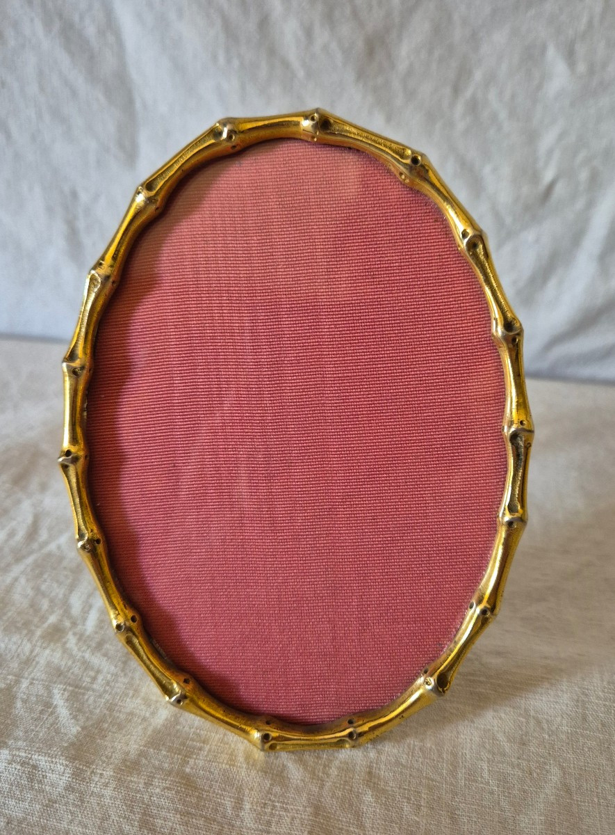 Cadre photo ovale en bronze des années 60-70